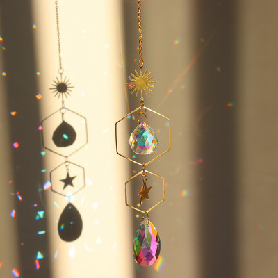 Sun Catchers Crystal Wind Chime Κρεμαστό Φως Catcher Moon Flower Rainbow Chaser Κρεμαστά Windchimes Διακόσμηση κήπου σπιτιού