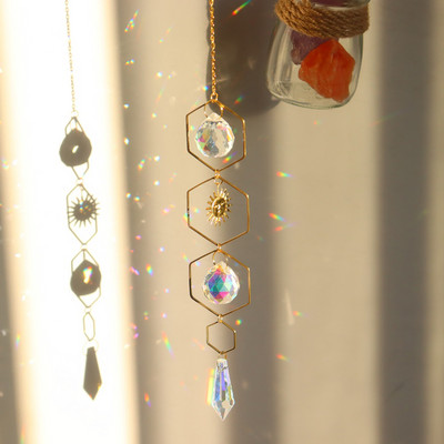 Sun Catchers Crystal Wind Chime Κρεμαστό Φως Catcher Moon Flower Rainbow Chaser Κρεμαστά Windchimes Διακόσμηση κήπου σπιτιού