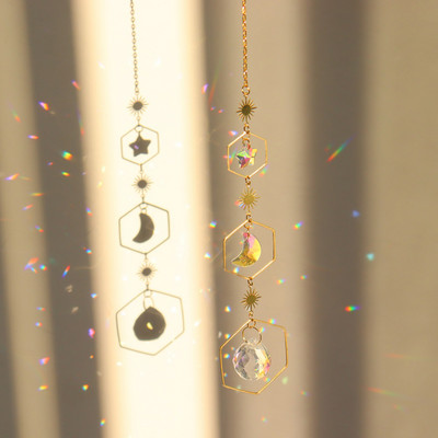 Sun Catchers Crystal Wind Chime Κρεμαστό Φως Catcher Moon Flower Rainbow Chaser Κρεμαστά Windchimes Διακόσμηση κήπου σπιτιού