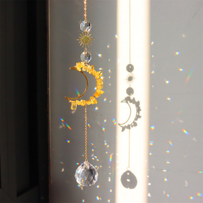Sun Catchers Crystal Wind Chime Κρεμαστό Φως Catcher Moon Flower Rainbow Chaser Κρεμαστά Windchimes Διακόσμηση κήπου σπιτιού