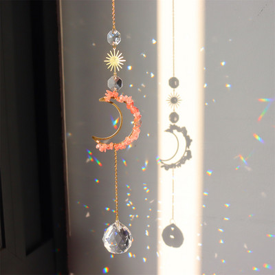 Sun Catchers Crystal Wind Chime Κρεμαστό Φως Catcher Moon Flower Rainbow Chaser Κρεμαστά Windchimes Διακόσμηση κήπου σπιτιού