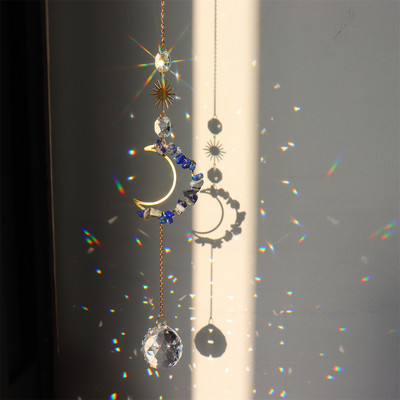 Sun Catchers Crystal Wind Chime Κρεμαστό Φως Catcher Moon Flower Rainbow Chaser Κρεμαστά Windchimes Διακόσμηση κήπου σπιτιού