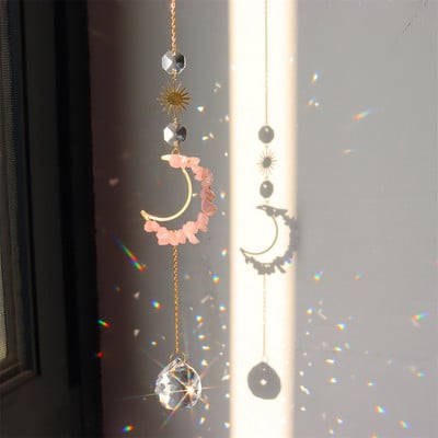 Sun Catchers Crystal Wind Chime Κρεμαστό Φως Catcher Moon Flower Rainbow Chaser Κρεμαστά Windchimes Διακόσμηση κήπου σπιτιού
