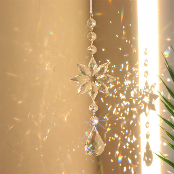 Snowflake Rainbow Maker Crystal Sun Catcher Prism Висящ прозорец Crystal Light Catcher Бижута Wind Chimes Home Christmas Decor