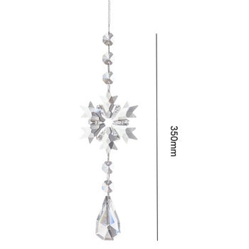 Snowflake Rainbow Maker Crystal Sun Catcher Πρίσμα Κρεμαστό παράθυρο Κρυστάλλινο Light Catcher Κοσμήματα Wind Chimes Χριστουγεννιάτικη διακόσμηση σπιτιού