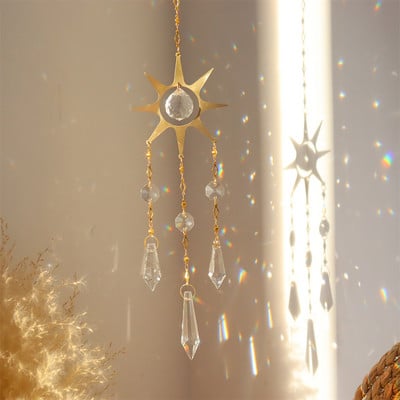 Hópehely szivárvány készítő kristály napfogó prizma függő ablak kristály fényfogó ékszer szélcsengő otthoni karácsonyi dekoráció