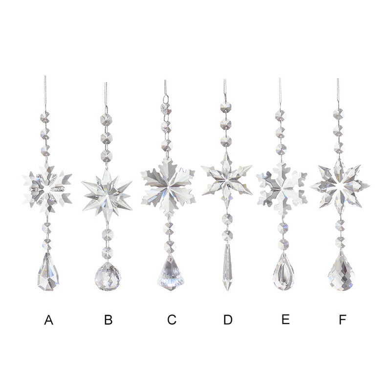 Hópehely szivárvány készítő kristály napfogó prizma függő ablak kristály fényfogó ékszer szélcsengő otthoni karácsonyi dekoráció