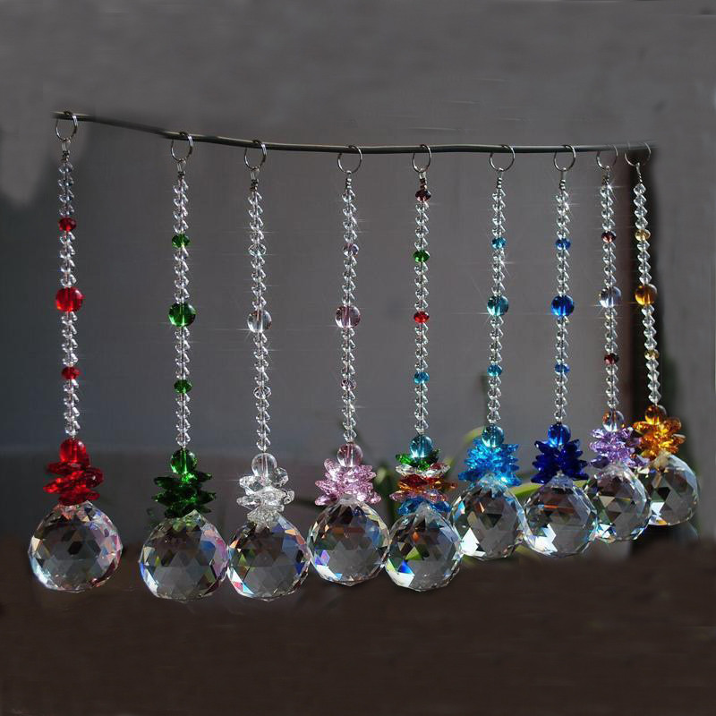 1vnt krištolo vaivorykštės rutulinės prizmės kabantis Fengshui pakabuko lango ornamentas 20 mm 30 mm 40 mm