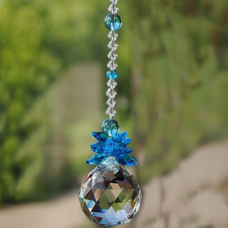1vnt krištolo vaivorykštės rutulinės prizmės kabantis Fengshui pakabuko lango ornamentas 20 mm 30 mm 40 mm