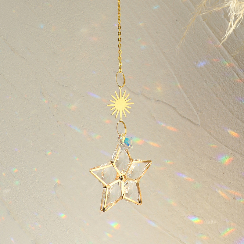 Sun Prism Star Crystal Light Catcher Kertészeti dekoráció Napfogó Szivárvány Kültéri Napfogók Ablak Udvar Kristály Lakásdekoráció