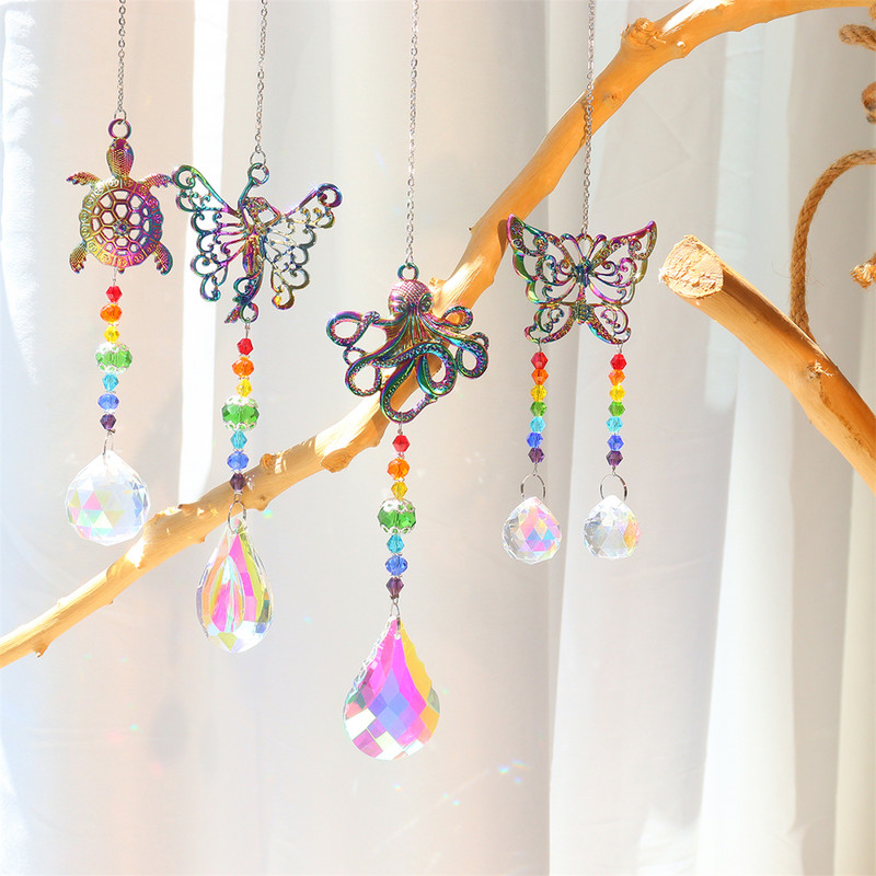 Suncatcher Crystal Rainbow Catcher Wind Chimes Viseći ukrasi Privjesak za prozore Uređenje doma Uređenje vrta Vanjski