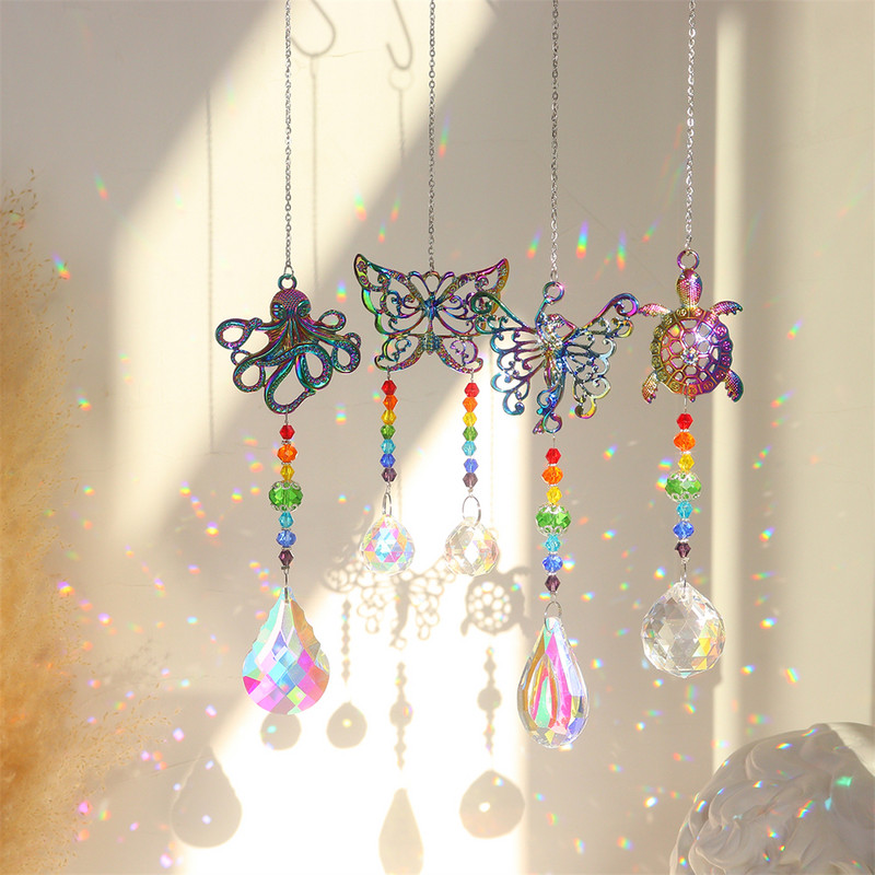 Suncatcher Crystal Rainbow Catcher Wind Chimes Viseći ukrasi Privjesak za prozore Uređenje doma Uređenje vrta Vanjski