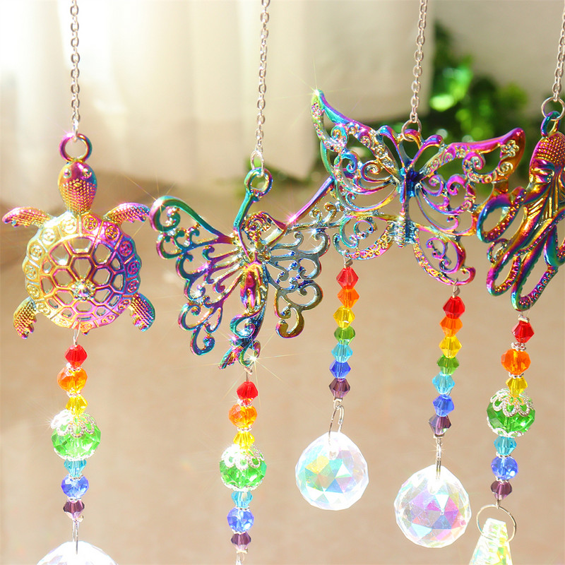 Suncatcher Crystal Rainbow Catcher Wind Chimes Viseći ukrasi Privjesak za prozore Uređenje doma Uređenje vrta Vanjski
