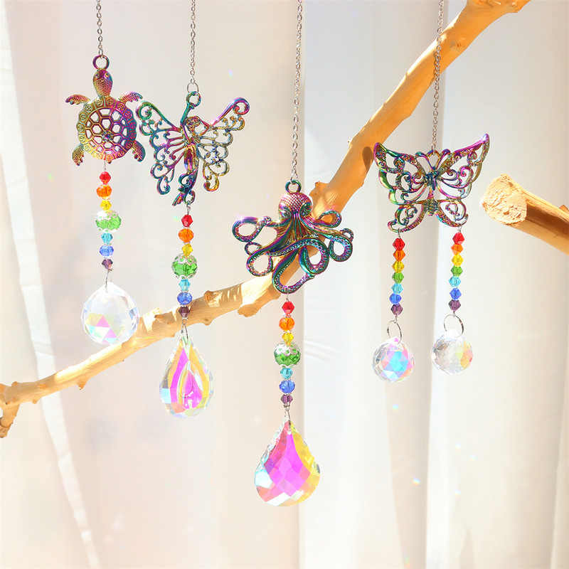 Suncatcher Crystal Rainbow Catcher Wind Chimes Viseći ukrasi Privjesak za prozore Uređenje doma Uređenje vrta Vanjski