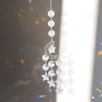 Suncatcher krištoliniai vėjo varpeliai pakabukas šešiakampis deimantinės prizmės, pakabinamos vaivorykštės apšvietimas, lango užuolaidos, papuošalai namų dekoravimui