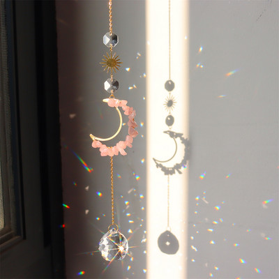 Suncatcher krištoliniai vėjo varpeliai pakabukas šešiakampis deimantinės prizmės, pakabinamos vaivorykštės apšvietimas, lango užuolaidos, papuošalai namų dekoravimui