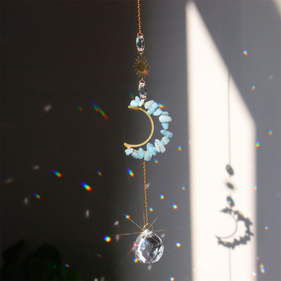 Suncatcher krištoliniai vėjo varpeliai pakabukas šešiakampis deimantinės prizmės, pakabinamos vaivorykštės apšvietimas, lango užuolaidos, papuošalai namų dekoravimui