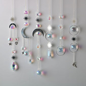 AB Suncatcher Κρεμαστά Κρυστάλλινα Moon Sun Catchers Ασημένια μενταγιόν Wind Chimes Rainbow Prism Σπίτι Διακόσμηση κήπου γάμου