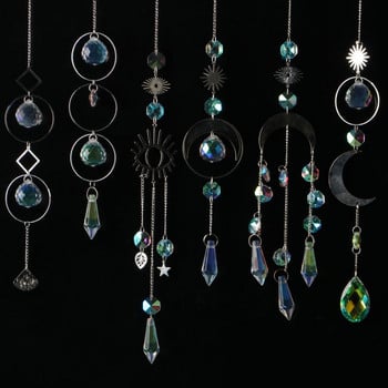 AB Suncatcher Κρεμαστά Κρυστάλλινα Moon Sun Catchers Ασημένια μενταγιόν Wind Chimes Rainbow Prism Σπίτι Διακόσμηση κήπου γάμου