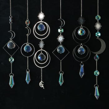 AB Suncatcher Κρεμαστά Κρυστάλλινα Moon Sun Catchers Ασημένια μενταγιόν Wind Chimes Rainbow Prism Σπίτι Διακόσμηση κήπου γάμου