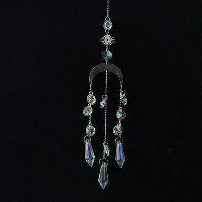 AB Suncatcher Κρεμαστά Κρυστάλλινα Moon Sun Catchers Ασημένια μενταγιόν Wind Chimes Rainbow Prism Σπίτι Διακόσμηση κήπου γάμου