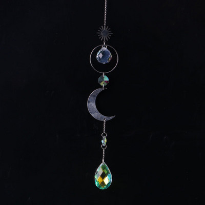 AB Suncatcher Κρεμαστά Κρυστάλλινα Moon Sun Catchers Ασημένια μενταγιόν Wind Chimes Rainbow Prism Σπίτι Διακόσμηση κήπου γάμου