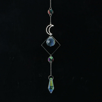AB Suncatcher Κρεμαστά Κρυστάλλινα Moon Sun Catchers Ασημένια μενταγιόν Wind Chimes Rainbow Prism Σπίτι Διακόσμηση κήπου γάμου