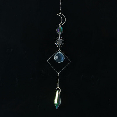 AB Suncatcher Κρεμαστά Κρυστάλλινα Moon Sun Catchers Ασημένια μενταγιόν Wind Chimes Rainbow Prism Σπίτι Διακόσμηση κήπου γάμου