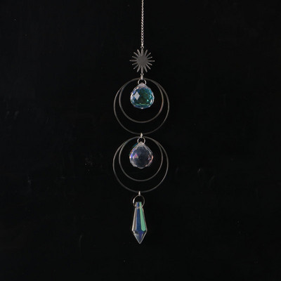 AB Suncatcher Κρεμαστά Κρυστάλλινα Moon Sun Catchers Ασημένια μενταγιόν Wind Chimes Rainbow Prism Σπίτι Διακόσμηση κήπου γάμου