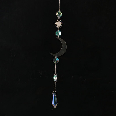AB Suncatcher Κρεμαστά Κρυστάλλινα Moon Sun Catchers Ασημένια μενταγιόν Wind Chimes Rainbow Prism Σπίτι Διακόσμηση κήπου γάμου