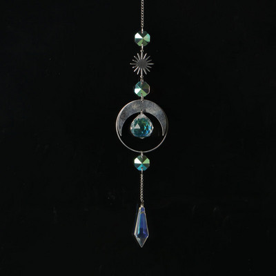 AB Suncatcher Κρεμαστά Κρυστάλλινα Moon Sun Catchers Ασημένια μενταγιόν Wind Chimes Rainbow Prism Σπίτι Διακόσμηση κήπου γάμου