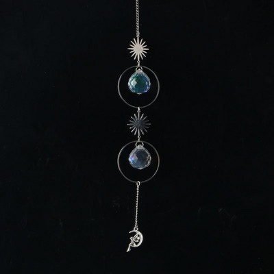 AB Suncatcher Κρεμαστά Κρυστάλλινα Moon Sun Catchers Ασημένια μενταγιόν Wind Chimes Rainbow Prism Σπίτι Διακόσμηση κήπου γάμου