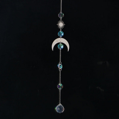 AB Suncatcher Κρεμαστά Κρυστάλλινα Moon Sun Catchers Ασημένια μενταγιόν Wind Chimes Rainbow Prism Σπίτι Διακόσμηση κήπου γάμου