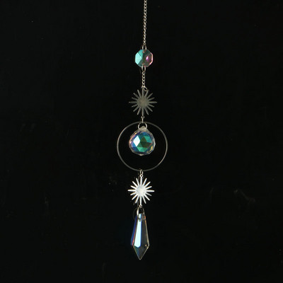 AB Suncatcher Κρεμαστά Κρυστάλλινα Moon Sun Catchers Ασημένια μενταγιόν Wind Chimes Rainbow Prism Σπίτι Διακόσμηση κήπου γάμου