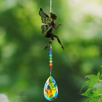 Butterfly Fairy Princess Elf Rainbow Beads AB Color Angel Tears Κρυστάλλινο Πρίσμα Μενταγιόν Aurora Sun Catcher Κήπος Διακόσμηση γάμου