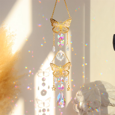 Metal Crystal Light Collection Κρεμαστό Κρεμαστό Αξεσουάρ αυτοκινήτου Κρεμαστό κρεμαστό κρύσταλλο Διακόσμηση παραθύρου Κρυστάλλινα κουδούνια ανέμου για το σαλόνι