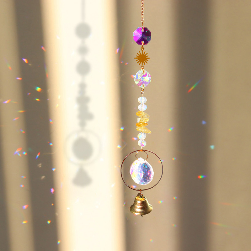 Suncatcher Crystal Wind Chime Κρεμαστά μενταγιόν καμπάνας Βιτρώ Φως Catchers Rainbow Prism Δώρο διακόσμηση κήπου