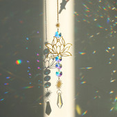 Lotus Sun Catcher Chakra Piekārtie Kristāli Varavīksnes Suncatcher Charm Vitrāžas Prismas Saules Ķērēji Logu Dārza Mājas Iekārtojums