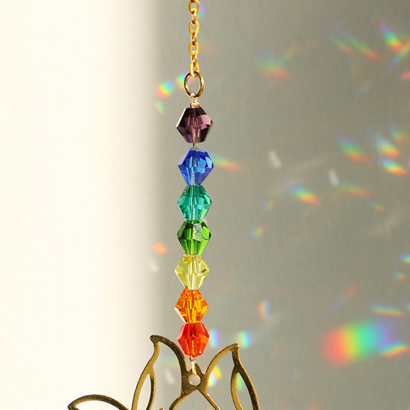 Lotus Sun Catcher Chakra Piekārtie Kristāli Varavīksnes Suncatcher Charm Vitrāžas Prismas Saules Ķērēji Logu Dārza Mājas Iekārtojums