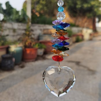 Κρυστάλλινο Suncatcher Tree Κρεμαστό σπίτι Διακόσμηση Καρδιά Μπάλες Πρίσμα Rainbow Maker Διακόσμηση κήπου Sun Catcher Chaser με χρωματιστές χάντρες