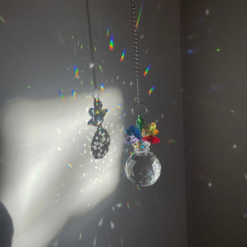 Crystal Suncatcher Drevo Kućni privjesak Kuglice Srce Prizma Rainbow Maker Vrtni dekor Lovčica Sunca Lovčica s kuglicama u boji