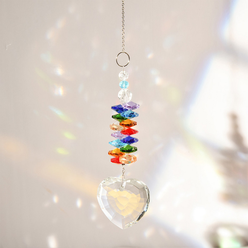 Crystal Suncatcher Drevo Kućni privjesak Kuglice Srce Prizma Rainbow Maker Vrtni dekor Lovčica Sunca Lovčica s kuglicama u boji