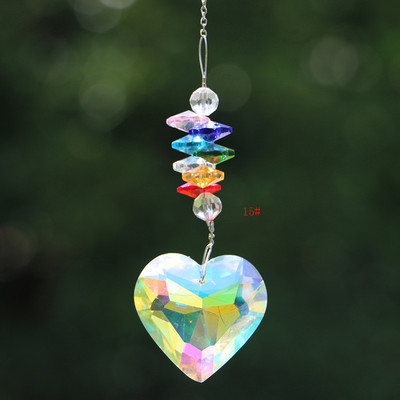 Rainbow Heart AB kristallist päikesepüüdja rippprisma ehisripats Koduaia sisekujundus Autode sisustus kristalltuulekella ripats