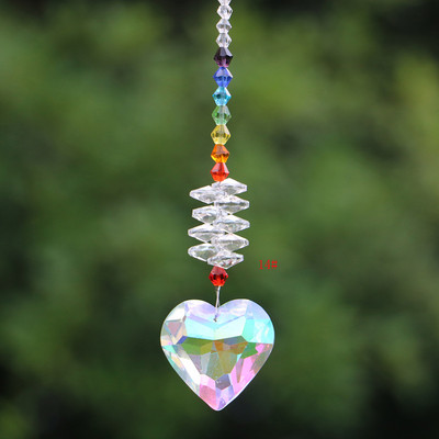 Rainbow Heart AB kristallist päikesepüüdja rippprisma ehisripats Koduaia sisekujundus Autode sisustus kristalltuulekella ripats
