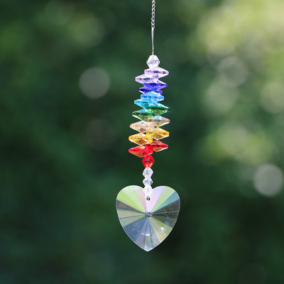Rainbow Heart AB kristallist päikesepüüdja rippprisma ehisripats Koduaia sisekujundus Autode sisustus kristalltuulekella ripats