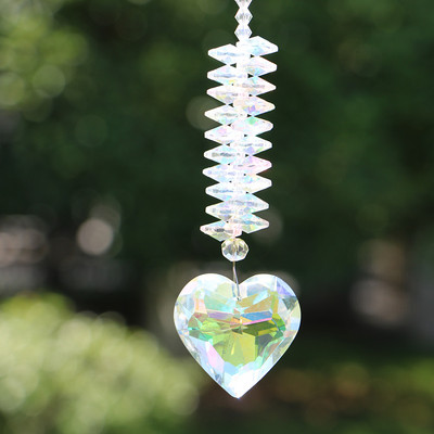 Rainbow Heart AB kristallist päikesepüüdja rippprisma ehisripats Koduaia sisekujundus Autode sisustus kristalltuulekella ripats