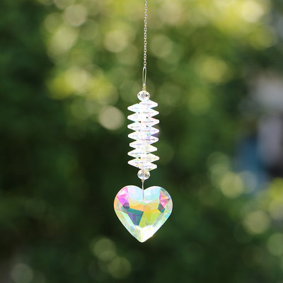 Rainbow Heart AB kristallist päikesepüüdja rippprisma ehisripats Koduaia sisekujundus Autode sisustus kristalltuulekella ripats