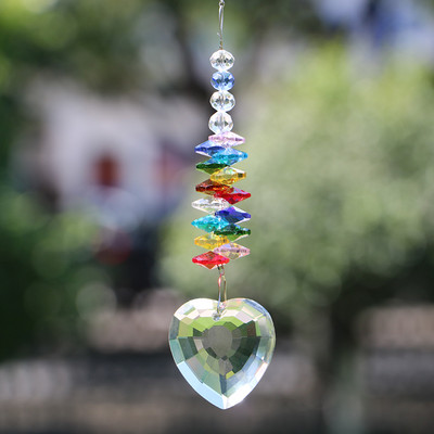 Rainbow Heart AB kristallist päikesepüüdja rippprisma ehisripats Koduaia sisekujundus Autode sisustus kristalltuulekella ripats