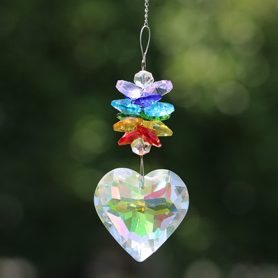Rainbow Heart AB kristallist päikesepüüdja rippprisma ehisripats Koduaia sisekujundus Autode sisustus kristalltuulekella ripats