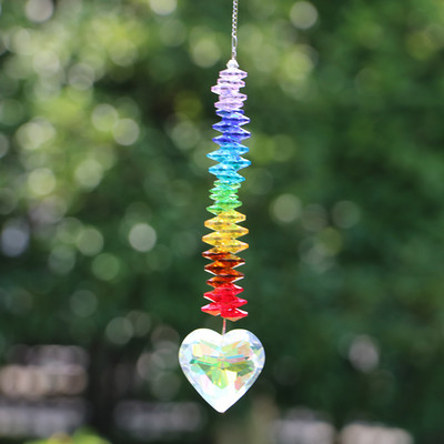 Rainbow Heart AB kristallist päikesepüüdja rippprisma ehisripats Koduaia sisekujundus Autode sisustus kristalltuulekella ripats